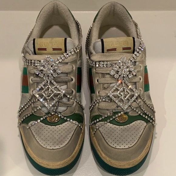 women's screener sneaker with crystals